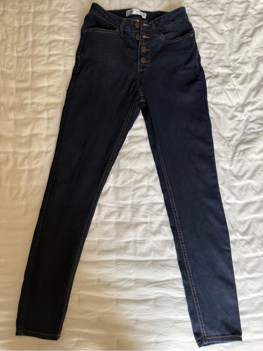 No Boundaries Women's High-Rise Navy Button-Fly Skinny Jeans